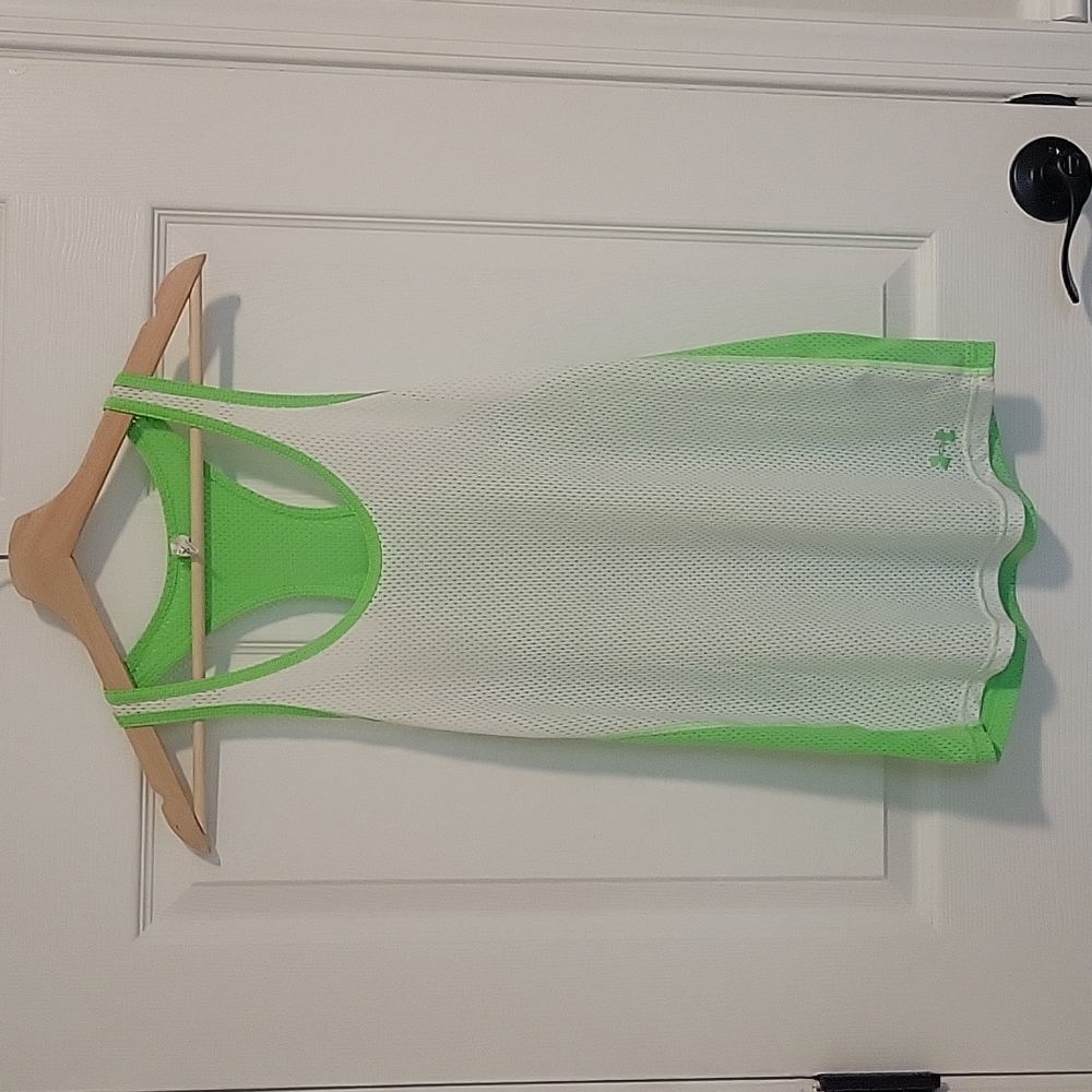 Under Armour mesh lime green and white tank size small